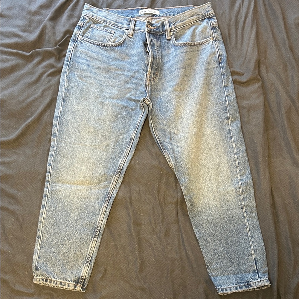 Zara Sky Blue Relaxed Fit Jeans